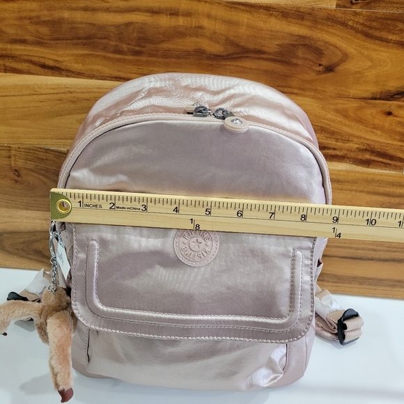 KIPLING BACKPACK METALLIC GOLD ROSE Matta Up Bag Medium NEW - Picture 13 of 15